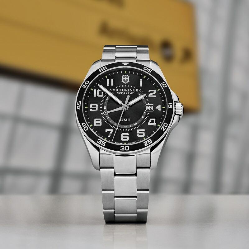 マルチツールプレゼント ビクトリノックス 公式 腕時計 メンズ VICTORINOX フィールドフォース クラシックGMT ブラック 5年保証 正規品の画像