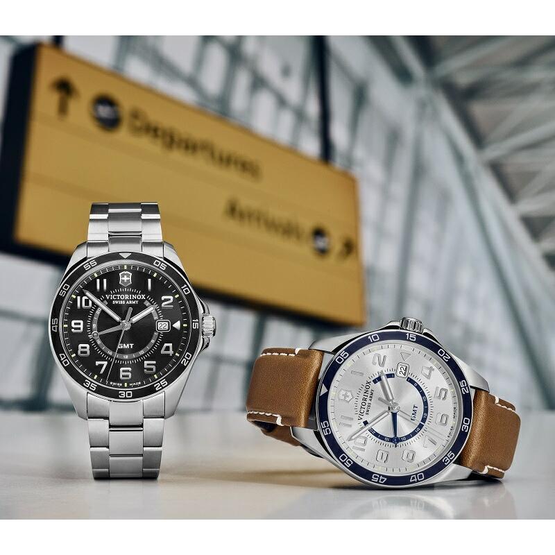 マルチツールプレゼント ビクトリノックス 公式 腕時計 メンズ VICTORINOX フィールドフォース クラシックGMT ブラック 5年保証 正規品の画像