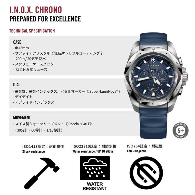 商品レビューでプレゼント ビクトリノックス VICTORINOX 公式 I.N.O.X. イノックス クロノ レッド 241986 日本正規品 5年保証 腕時計 メンズ クロノグラフ｜victorinox｜06