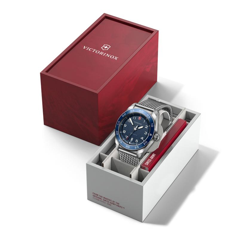 オリジナルCAPプレゼント ビクトリノックス VICTORINOX 公式 スイスアーミー オートマティック ブルー ステンレススチールブレス 正規品 5年保証 腕時計 メンズの画像
