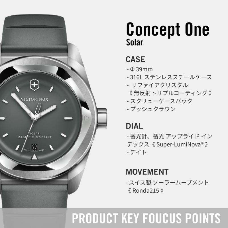 オリジナルCAPプレゼント ビクトリノックス VICTORINOX 公式 コンセプトワン ソーラー ストーム (グレー) ラバー 正規品 5年保証 時計 腕時計 メンズ レディースの画像