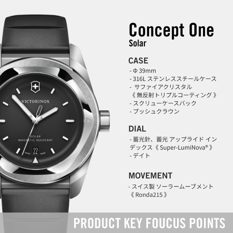 オリジナルCAPプレゼント ビクトリノックス VICTORINOX 公式 コンセプトワン ソーラー ブラック ラバー 正規品 5年保証 時計 腕時計 メンズ レディース 防水の画像