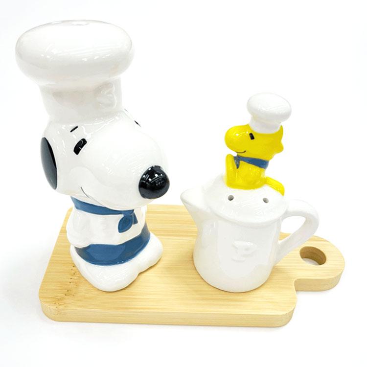 希少　純銀　ソルト、ペッパー、マスタード、シュガー入れ　4点セット シェフ スヌーピー S＆Pセット The Chef Snoopy ソルト＆ペッパー