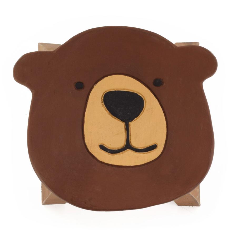 木製スツール クマの彫刻 ナチュラルウッド スツール クマ 木製 天然木 丸椅子 （ 丸 ウッドスツール 子ども