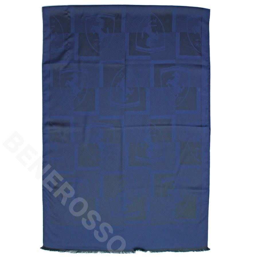フェラーリ スカーフ シールド チェック 70×190cm ダークブルー スカーフ