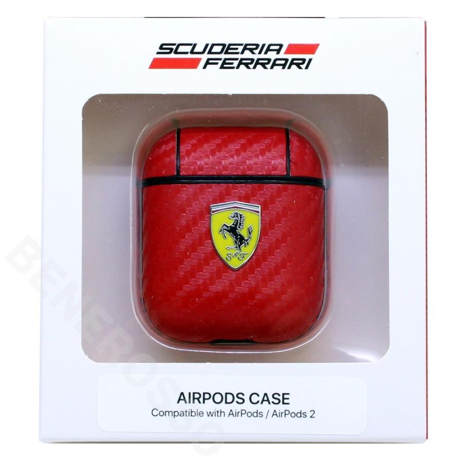 Ferrari（フェラーリ） AirPods 1-2 ケース カーボン調 レッド