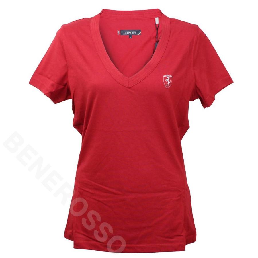 フェラーリ レディース SF アーバン Vネック Tシャツ レッド