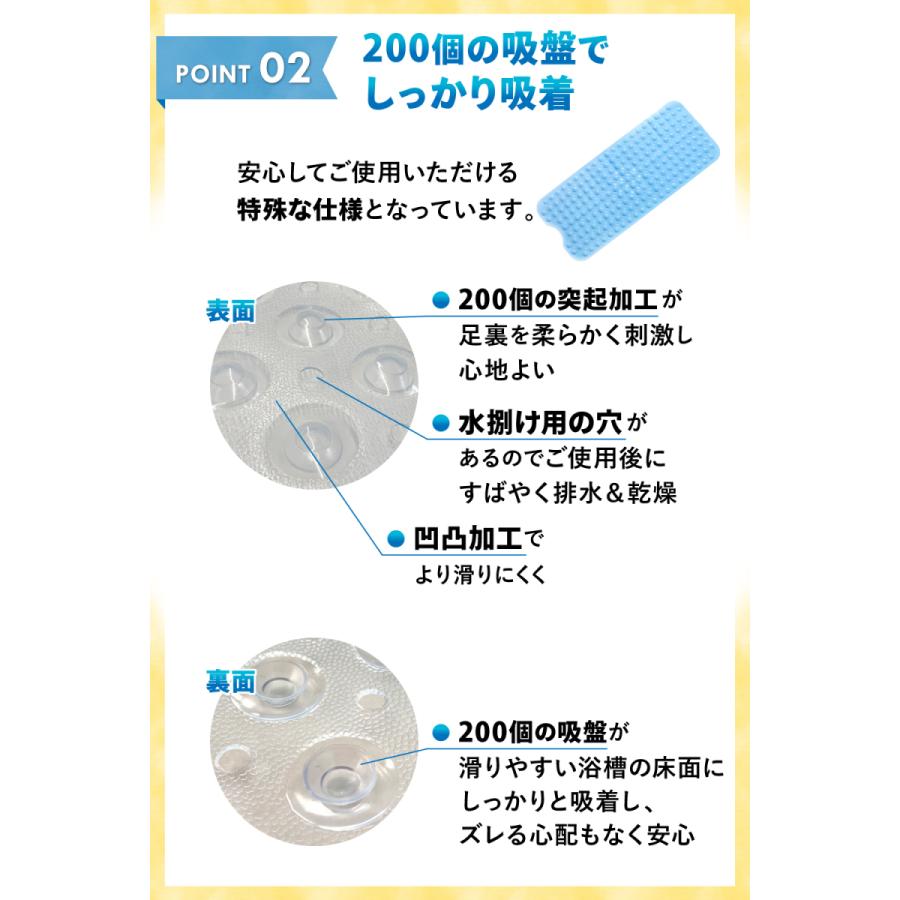 浴槽 滑り止めマット お風呂 介護用品 洗濯可能 子ども 妊娠中 妊婦 洗い場 転倒防止 吸盤付き すべり止めマット 浴槽 滑り止め お風呂 カット可能 100×40cm|vidas-web|04