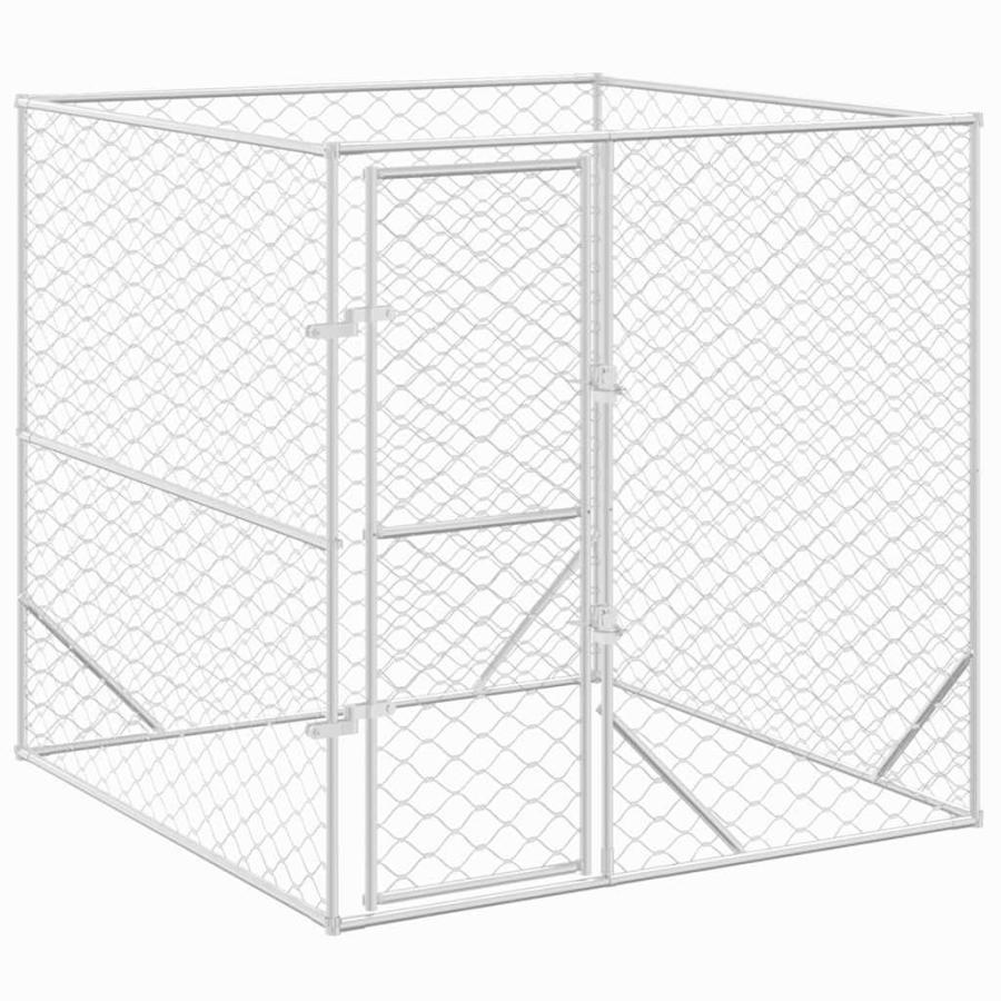 屋外用犬小屋 シルバー 2x2x2m 亜鉛メッキ鋼製_1