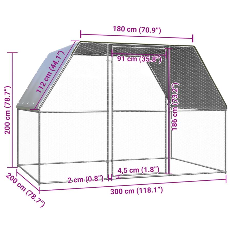 鶏小屋 シルバー＆グレー 3x2x2 m