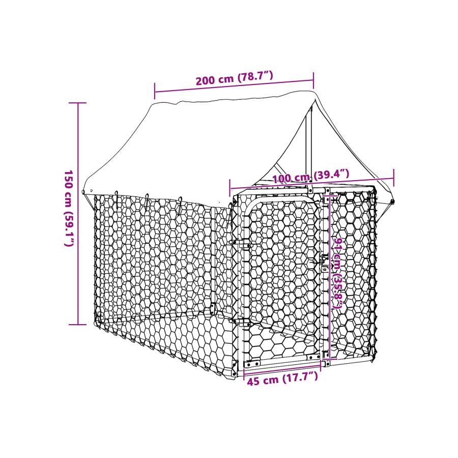 屋外用犬小屋 屋根付き 200x100x150cmの画像