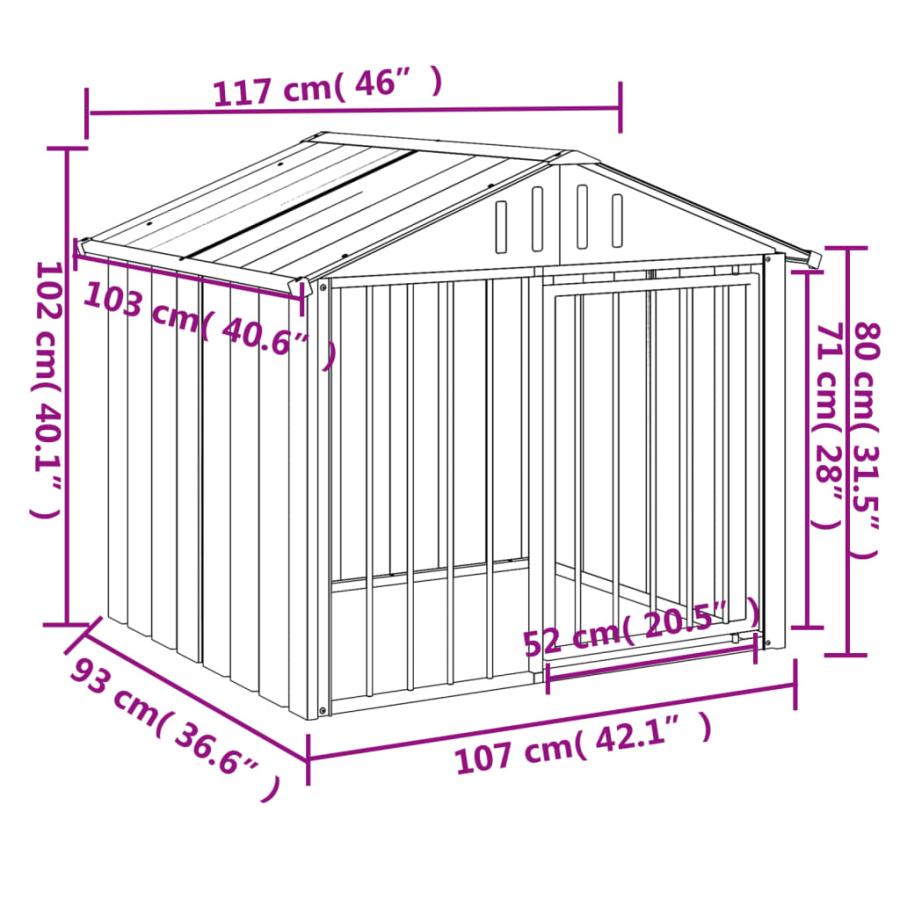 vidaXL 犬小屋 屋根付き ブラック