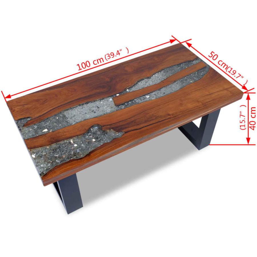 コーヒーテーブル チーク 樹脂 100x50cm 【公式通販】