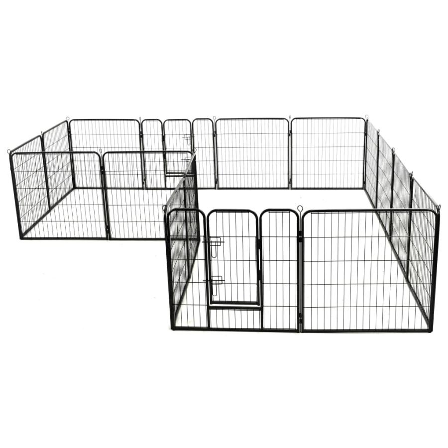 犬 プレイペン パネル16枚 スチール 80x80 cm ブラック (2x170571)