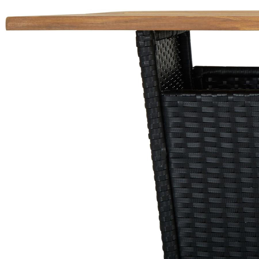 バーテーブル セット チェア おしゃれ カウンターテーブル キッチン 北欧9点セット クッション付き ポリラタン製 ブラック