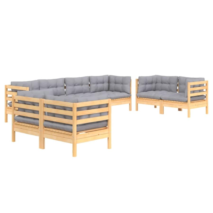 ソファ ラタン調 おしゃれ ガーデンソファ アウトドア 屋外用 バルコニー 北欧 屋外家具 ホテル セット 8点 グレークッション付き 無垢のパインウッド