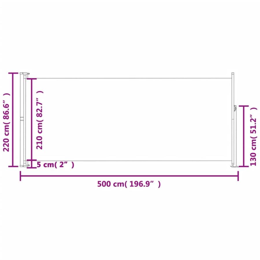 vidaXL パティオ用 引き込み式サイドオーニング 220x500cm グレー