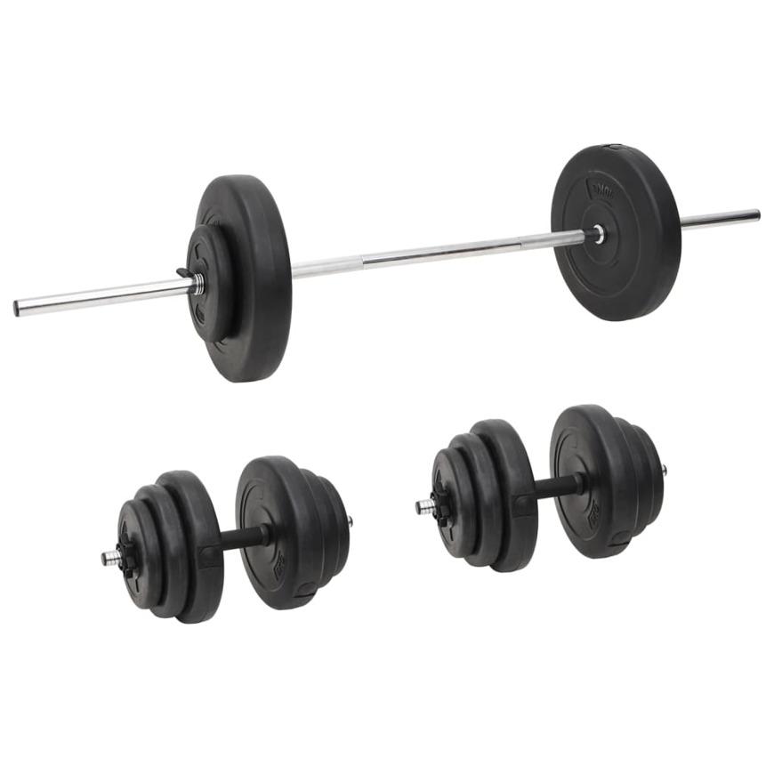 ダンベルバーベルプレートセット vidaXL バーベル＆ダンベル プレートセット付 60kg : vidaXL Yahoo!店