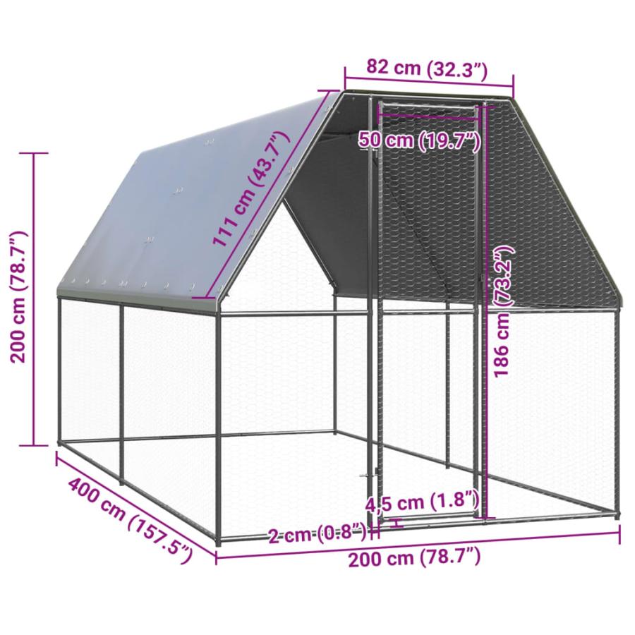 屋外鶏小屋 2x4x2m 亜鉛メッキ鋼製の画像