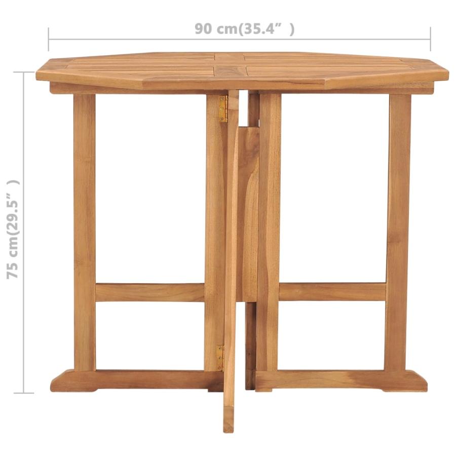 vidaXL テーブル ガーデンテーブル 折りたたみ式 90x90x75 cm チーク
