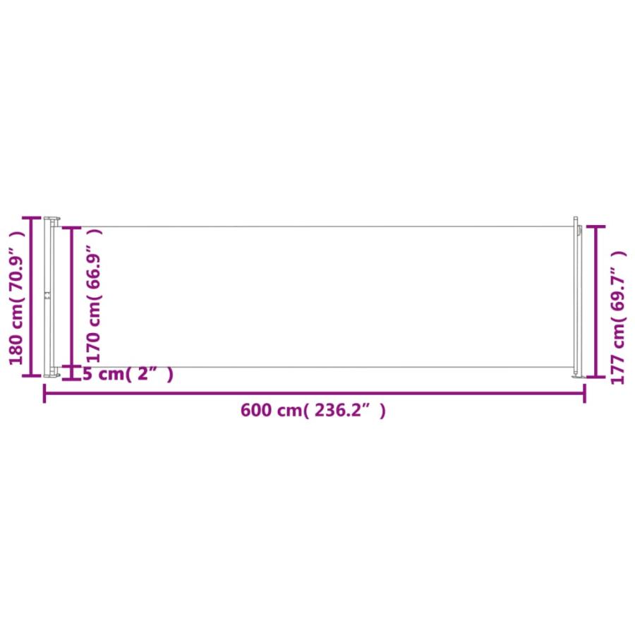 パティオ 引き込み式サイドオーニング 180x600 cm グレー