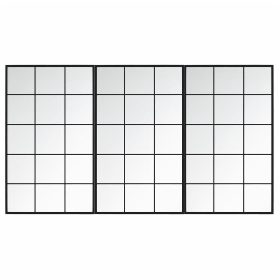 ウォールミラー 3点 ブラック 100x60cm 金属製の画像