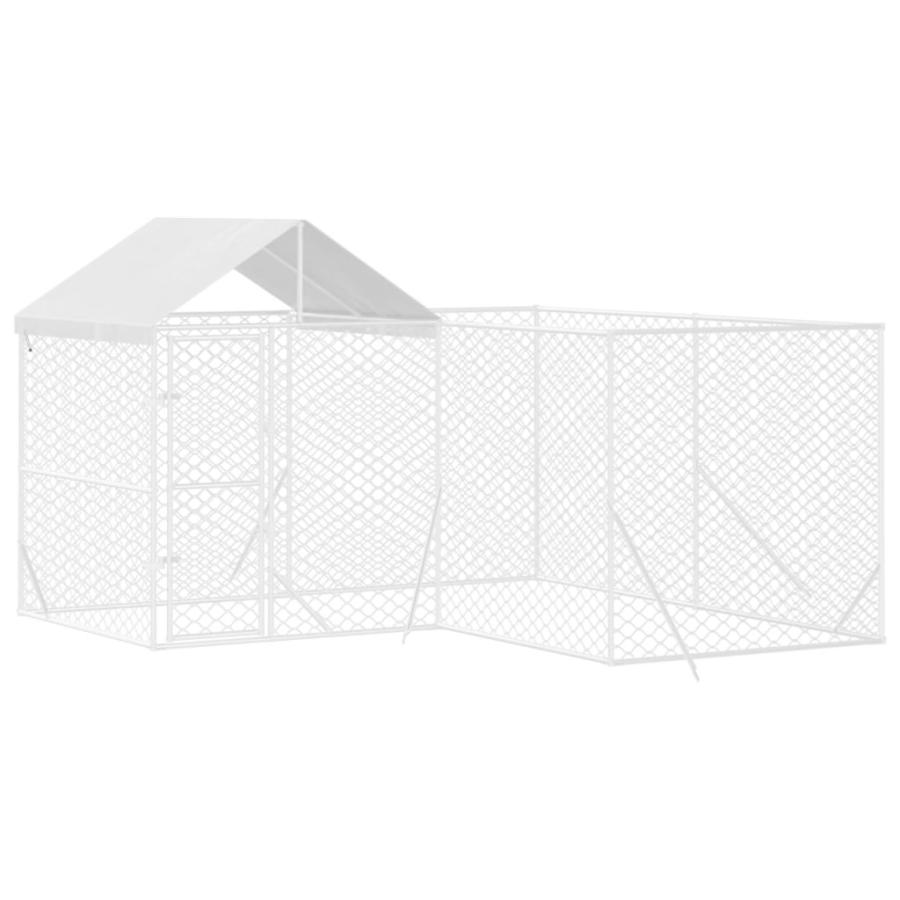 屋外犬小屋 屋根付き シルバー 4x4x2.5 m 亜鉛メッキ鋼製の画像
