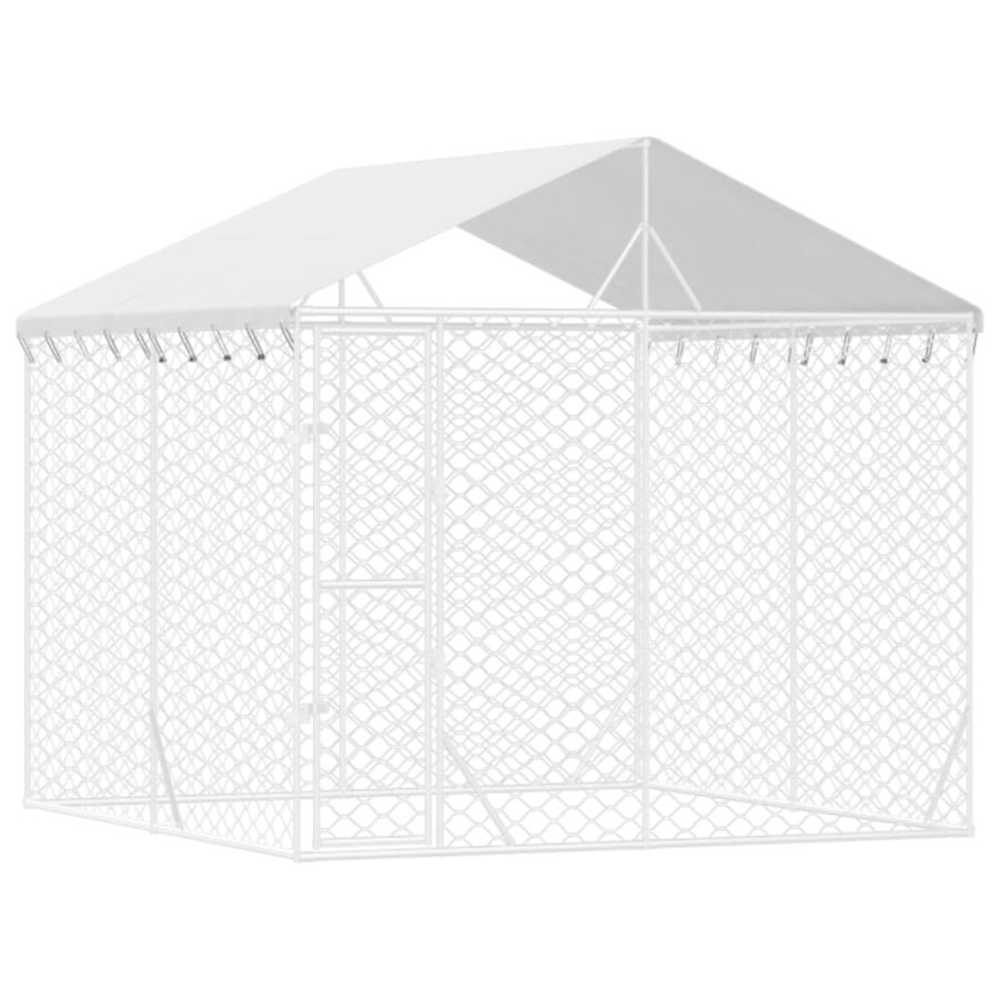 屋外犬小屋 屋根付き シルバー 3x3x2.5 m 亜鉛メッキ鋼製の画像