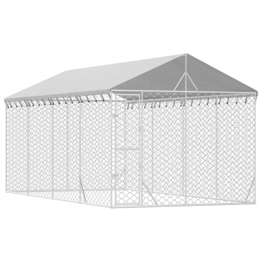 屋外犬小屋 屋根付き シルバー 3x6x2.5 m 亜鉛メッキ鋼製_2