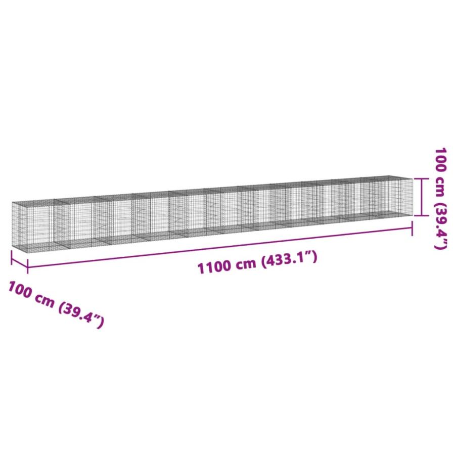 vidaXL 蛇籠バスケット カバー付き 400x100x150cm 亜鉛メッキ鉄ホーム