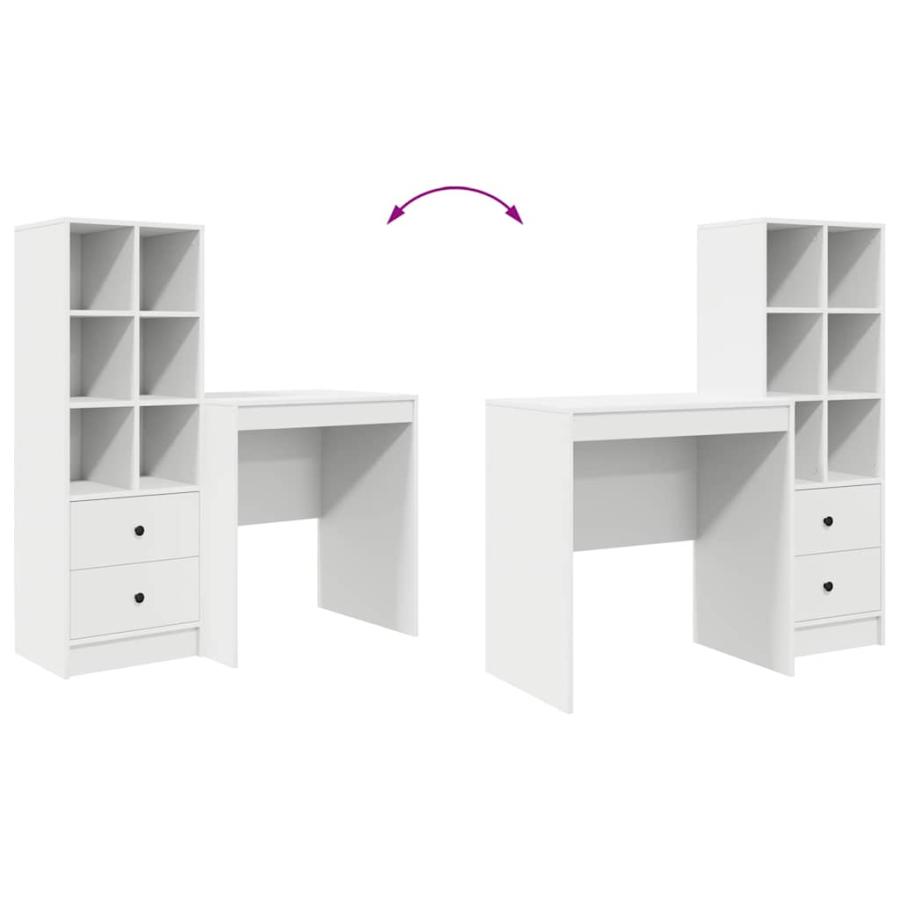 vidaXL 収納付きデスク 引き出し付き 棚で 2 pcs