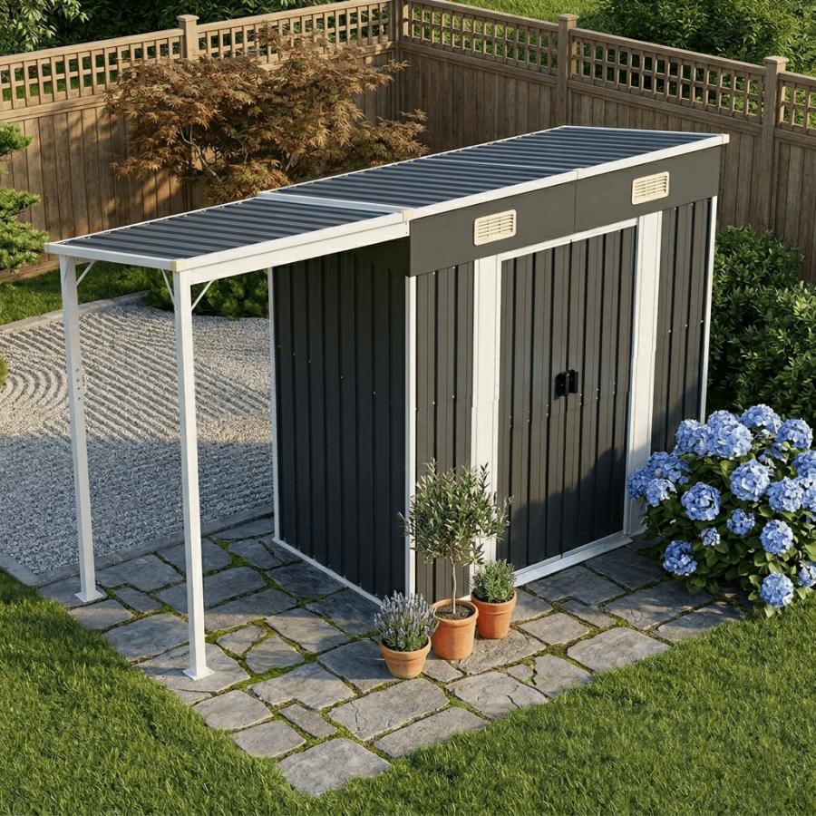 ガーデン小屋 拡張屋根付き アントラシート_10