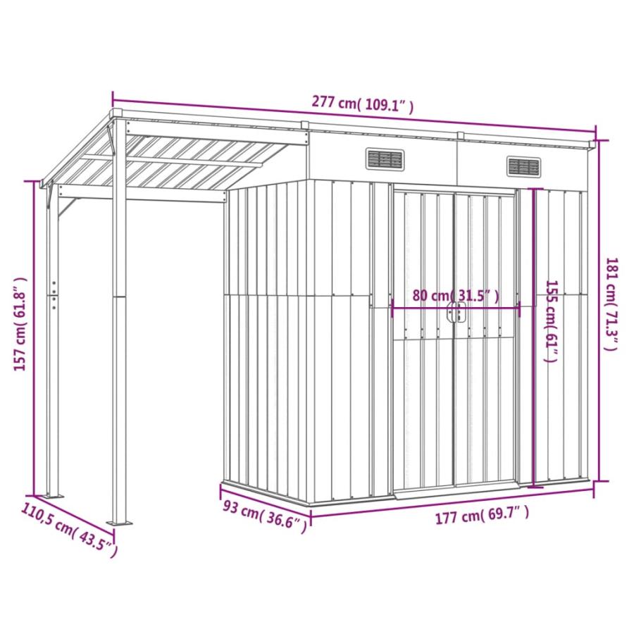 ガーデン小屋 拡張屋根付き アントラシート_4