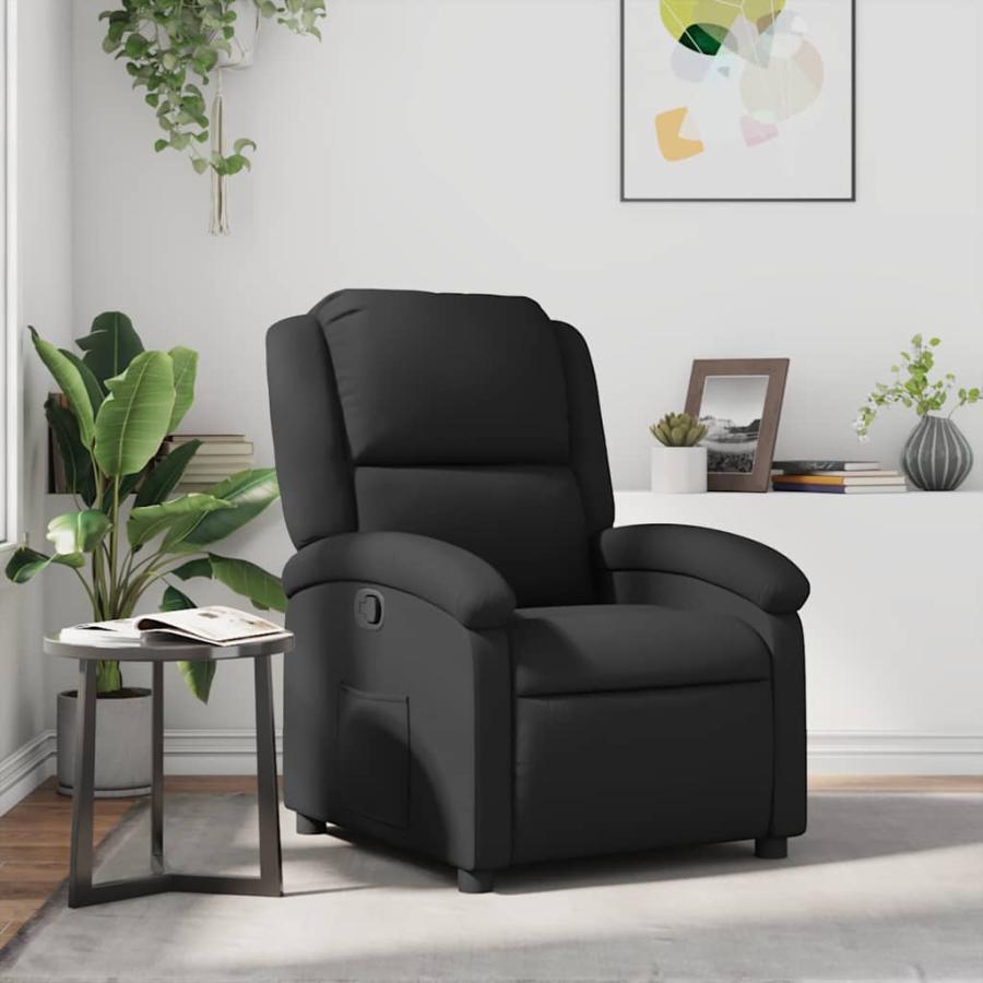vidaXL リクライニングチェア ブラック 本革 : vidaXL Yahoo!店 - 通販