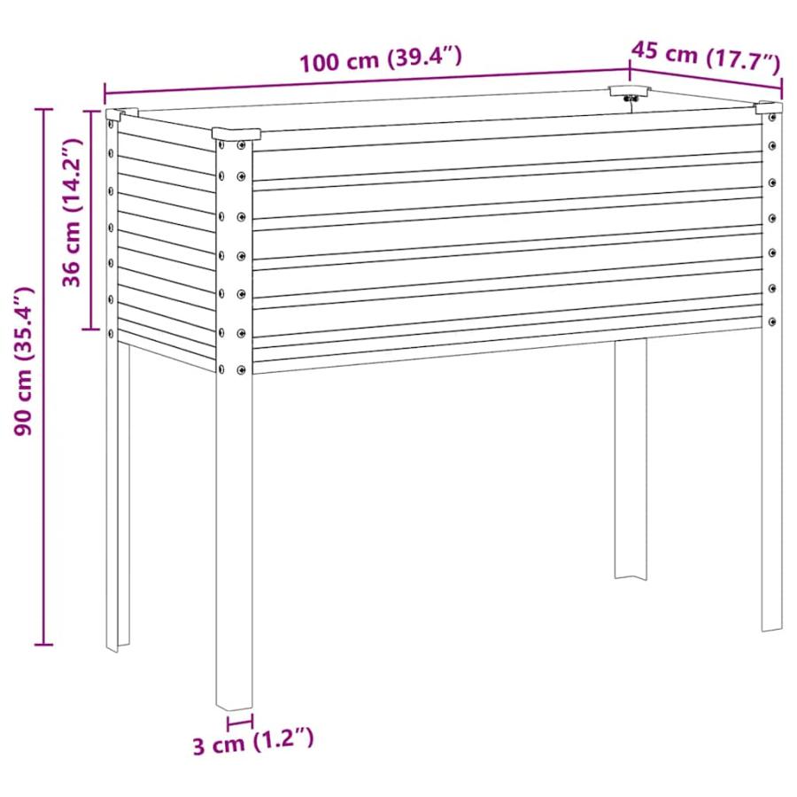 vidaXL ガーデンプランター 100x45x90 cm 耐候性スチールの画像