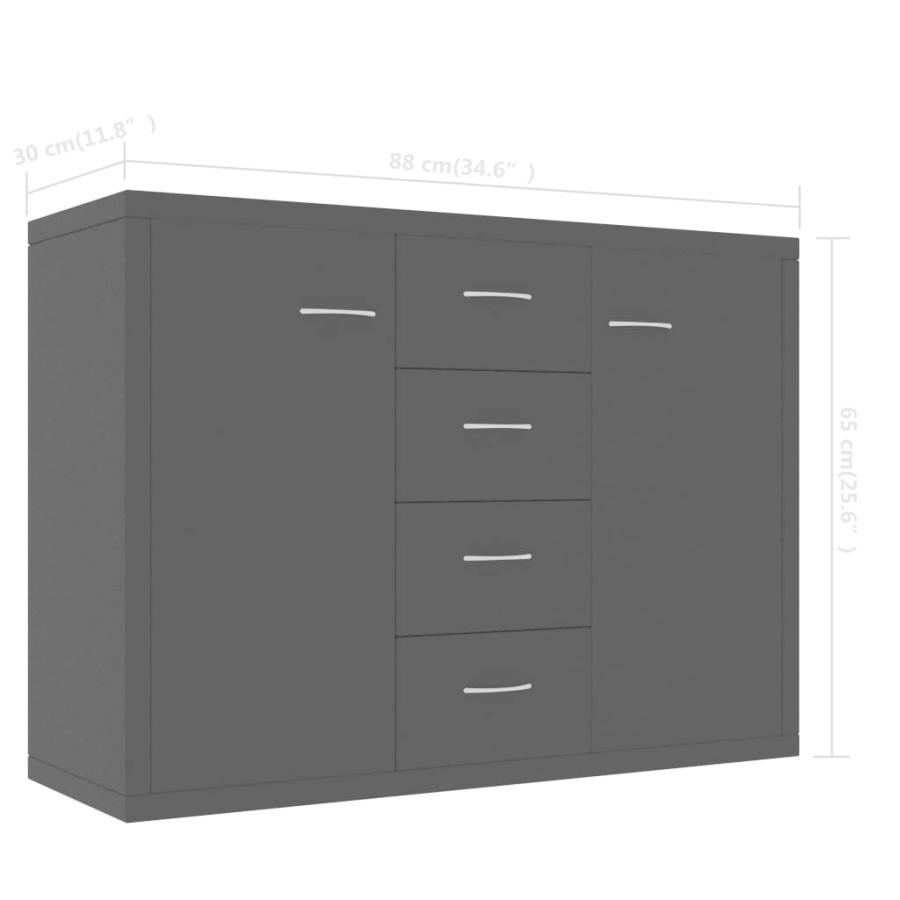 vidaXL サイドボード ブラック 88x30x65cm エンジニアリングウッド