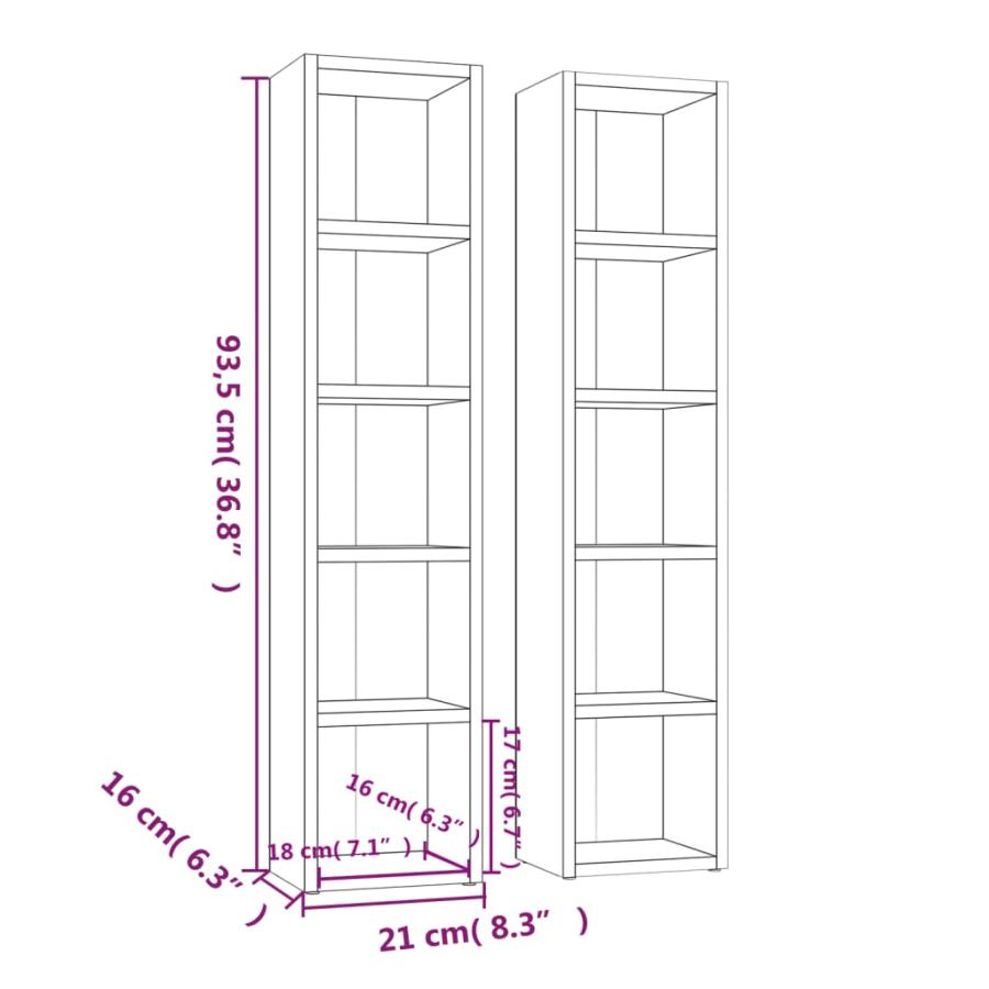 vidaXL CDキャビネット 2点 ブラック 21x16x93.5cm エンジニアリング