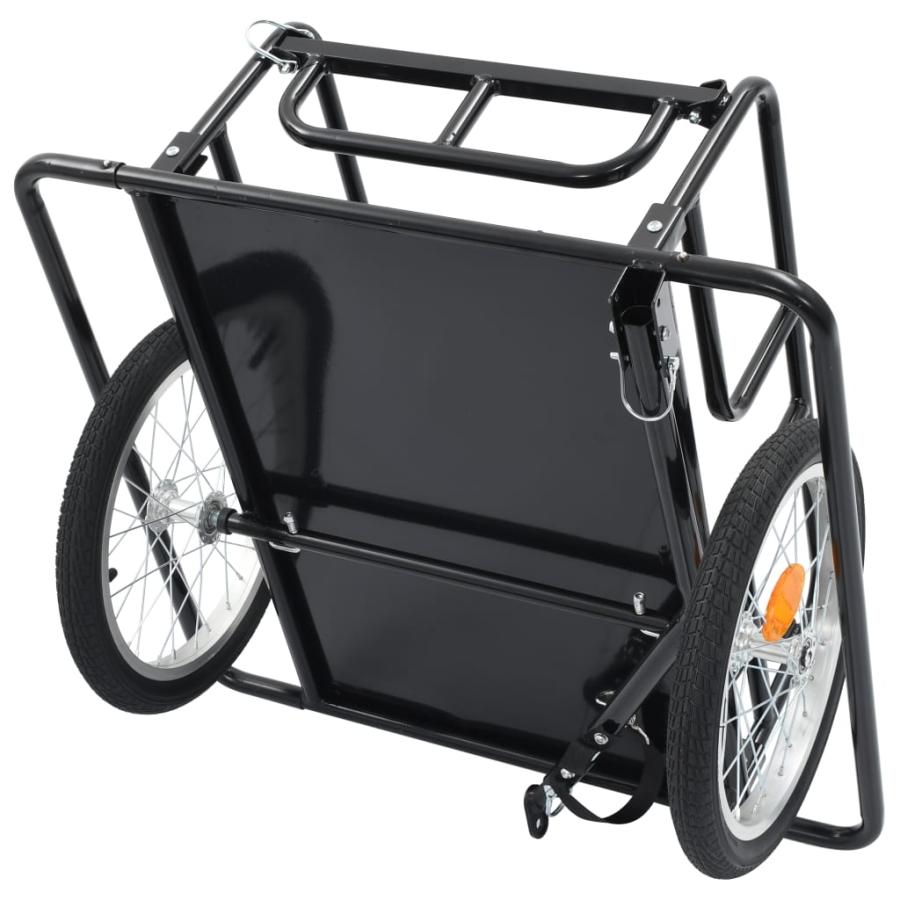 自転車用トレーラー130x73x48.5 cm スチール製 ブラック_12
