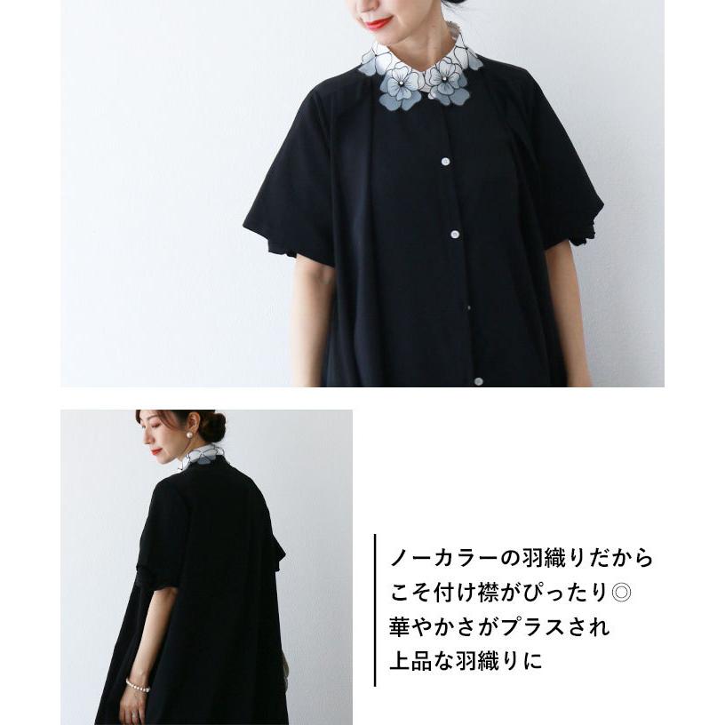 トップス 羽織 シャツ ブラウス アウター 半袖 ブラック 黒