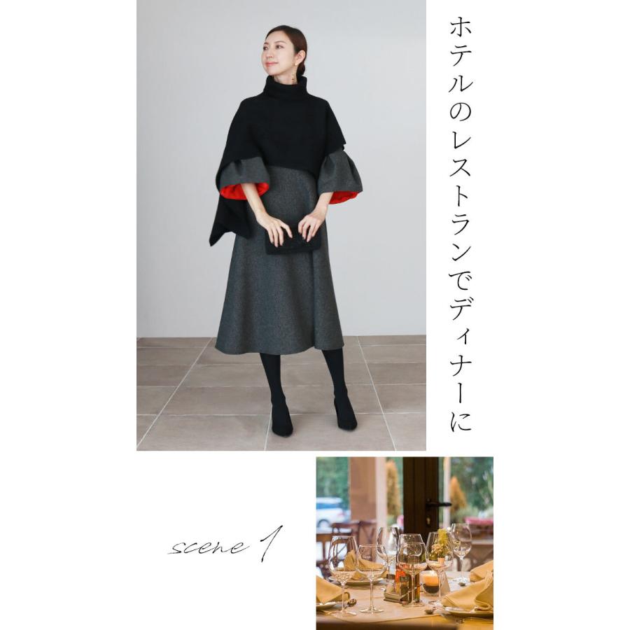 Vieo 強さを秘めるフレアワンピース バルーン袖 Aライン 秋冬 グレー 大きいサイズ ゆったり レディース きれいめ 40代 50代 60代 Emf Vieo 通販 Yahoo ショッピング