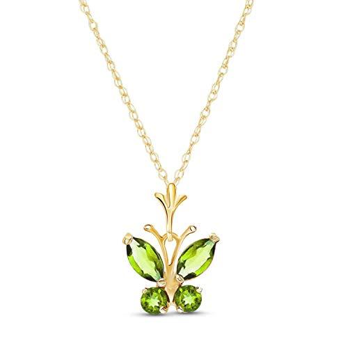 K14 Yellow Gold Necklace with Peridot Butterfly Pendant 1