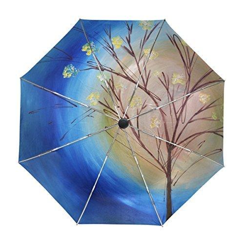 柔らかい Daily My Fall Ope＿【並行輸入品】 Auto Umbrella Travel Painting Sky Swirling Blue With Tree 雨傘