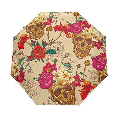 国内初の直営店 Open/Close Auto Travel Vintage Skull Floral Daily My Umbrella ＿【並行輸入品】 Anti-UV with 雨傘