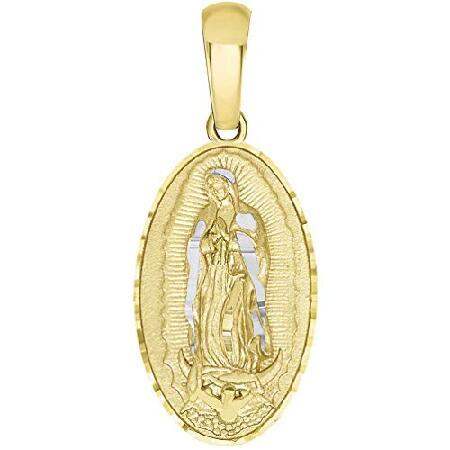 海外品 14Kイエローゴールド 伝統的なグアダルーペの聖母 楕円形メダルペンダントネックレス ロロ、キューバン、またはフィガロチェーン付き 【TMF1598181283】(58150円)