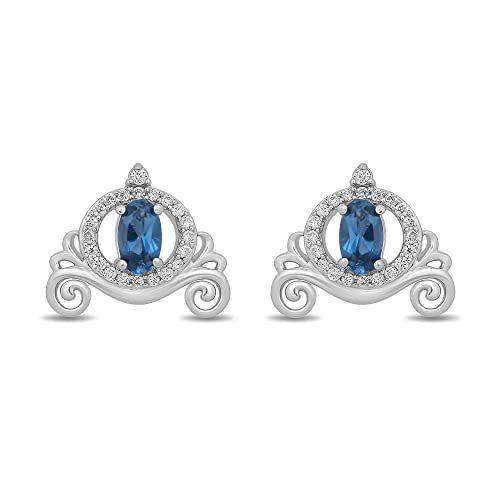 現品限り一斉値下げ Jewelili キャリッジイヤリング 並行輸入品 シンデレラ 1 10cttw スターリングシルバー ファインジュエリー エンチャンテッドディズニー ピアス Www Gatorheatandair Com