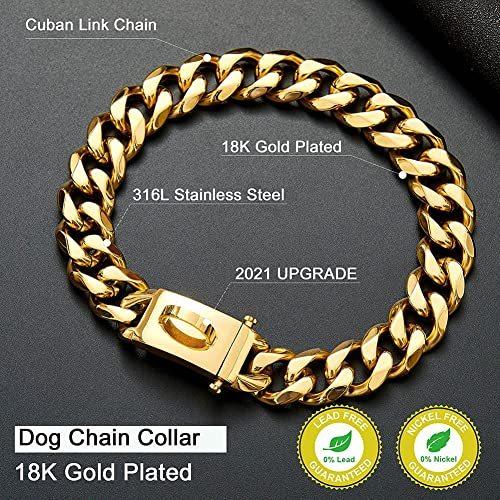 W　W　Lifetime　Metal　with　Walking　Chain　Dog　Collar　Design　Chain　Gold　Collar　S＿