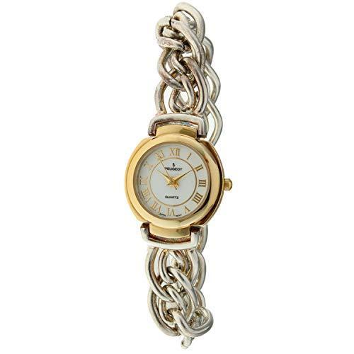 Peugeot Women's Silver and Gold Bracelet Watch with Byzantine Chain Bracele＿【並行輸入品】