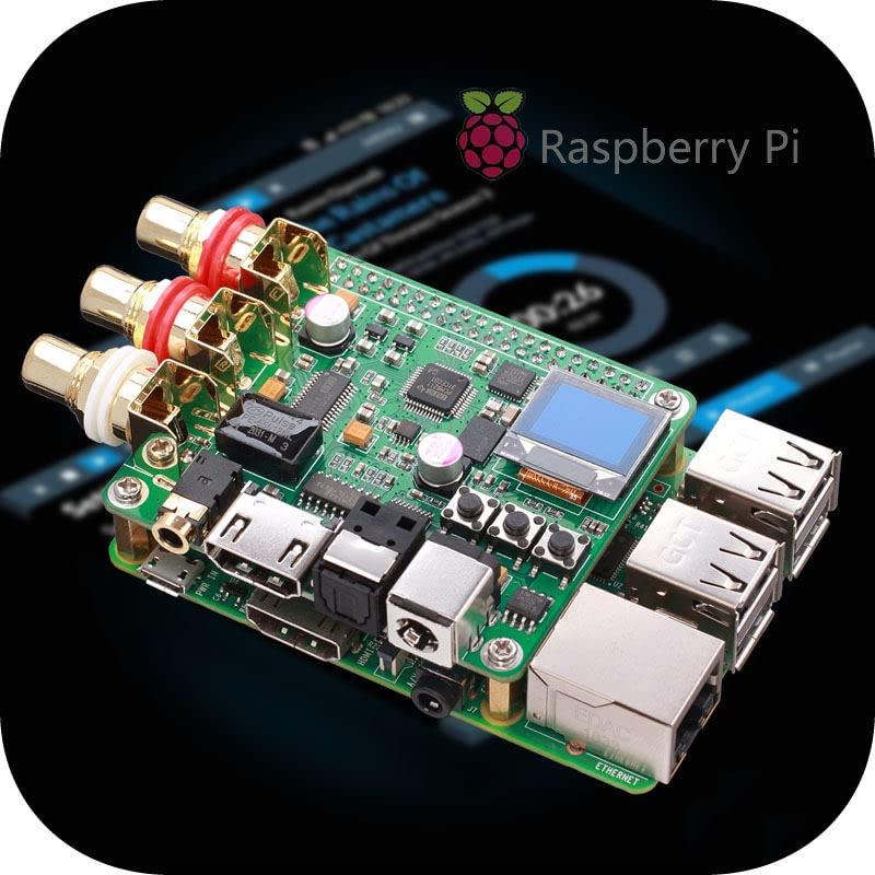 Raspberry Pi DAC Audio Decoder Board HiFi Expansion Moudle Supports Coaxial Fiber I2S Out for Raspberry Pi 3B 3B+ 4B T0522