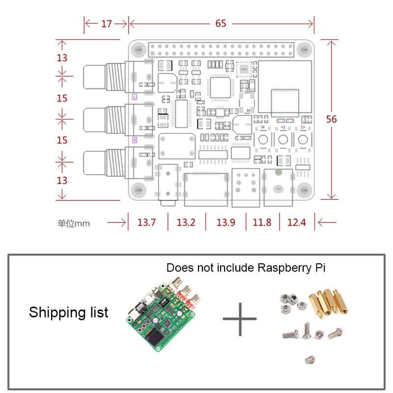 Raspberry Pi DAC Audio Decoder Board HiFi Expansion Moudle Supports Coaxial Fiber I2S Out for Raspberry Pi 3B 3B+ 4B T0522