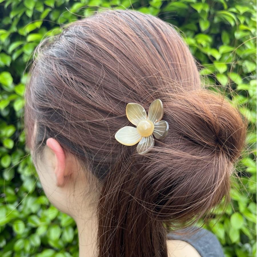 バッファローホーン かんざし 簪 べっ甲 花 ブラウン かわいい バッファローホーン かんざし 簪 べっ甲 花 ブラウン かわいい